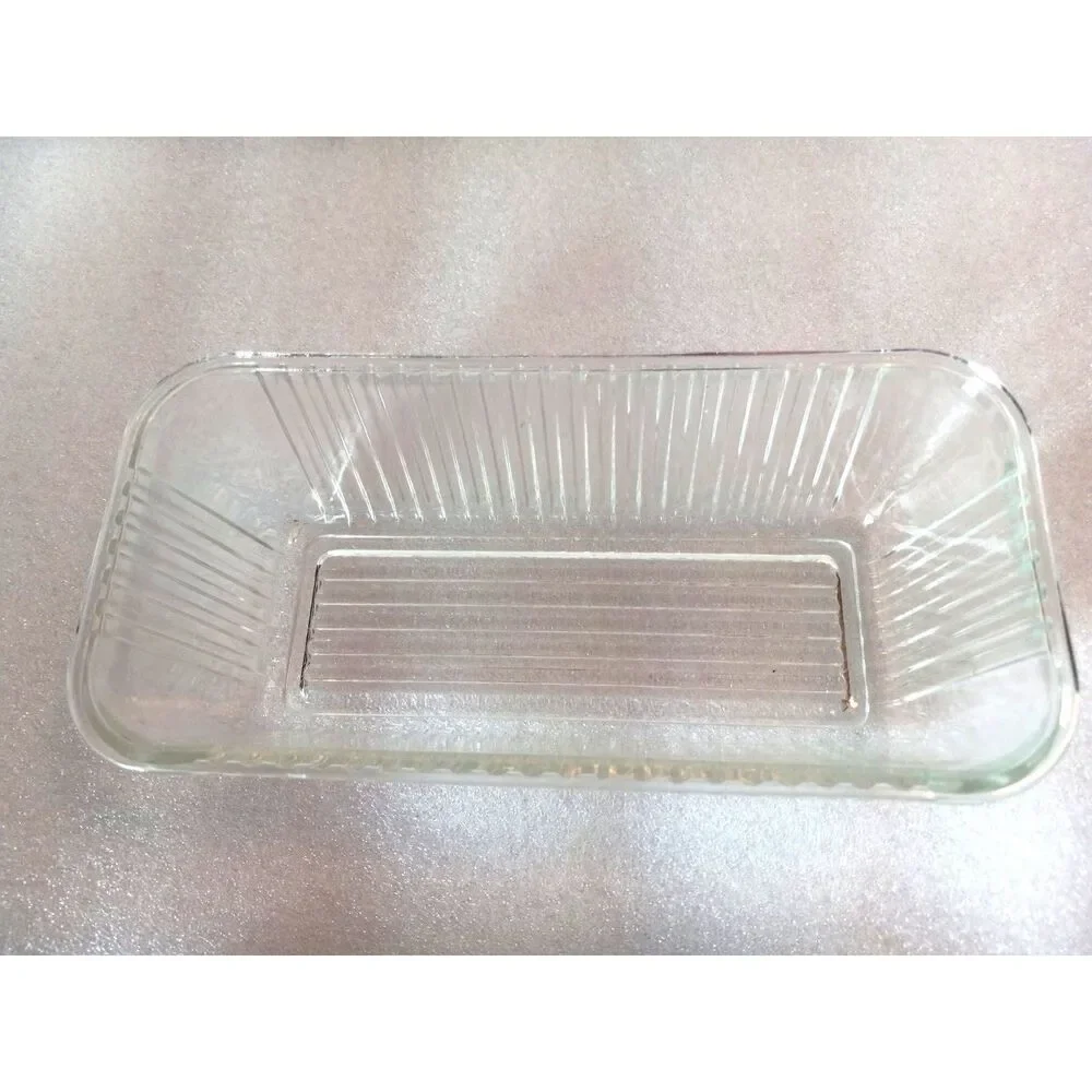 MCM Federal Glass Clear Refrigerator Dish with Lid Featuring Vegetable Design